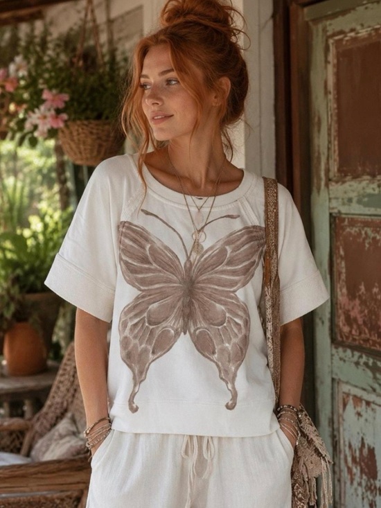 Free People Tops - ❌SOLD❌NWT Free People Dahlia Short Sleeve Pullover in Tofu Combo